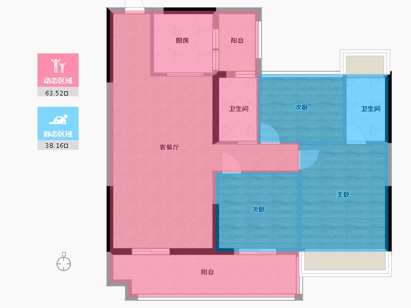 安徽省-阜阳市-晶宫碧桂园东方樾-91.44-户型库-动静分区