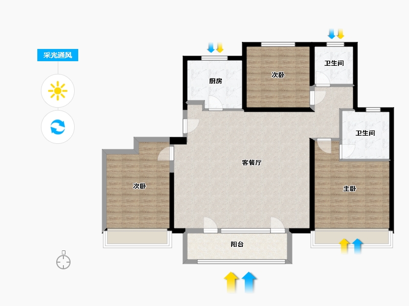 山东省-潍坊市-湖畔紫郡-128.00-户型库-采光通风