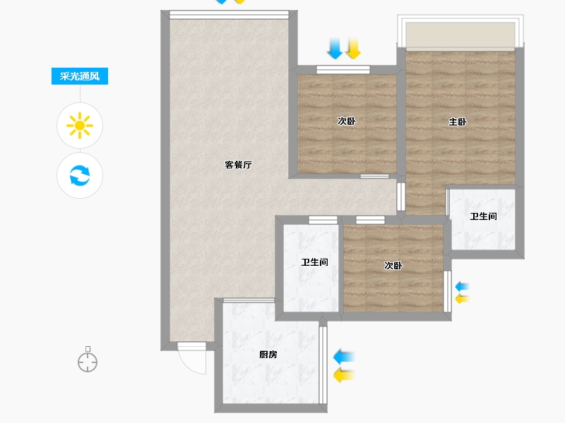 四川省-成都市-华宇天府花城二期-79.00-户型库-采光通风