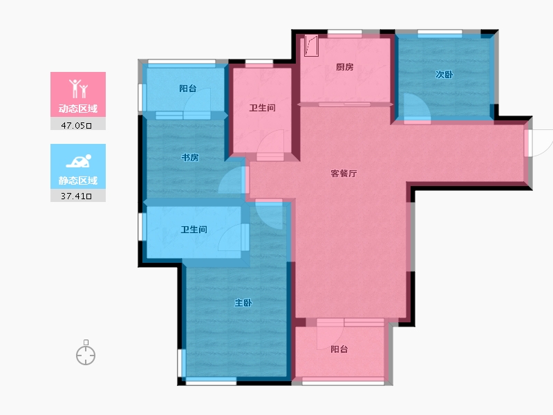 山东省-青岛市-女孤山小区-73.00-户型库-动静分区