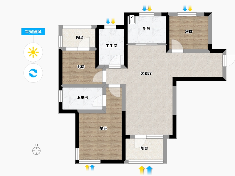 山东省-青岛市-女孤山小区-73.00-户型库-采光通风