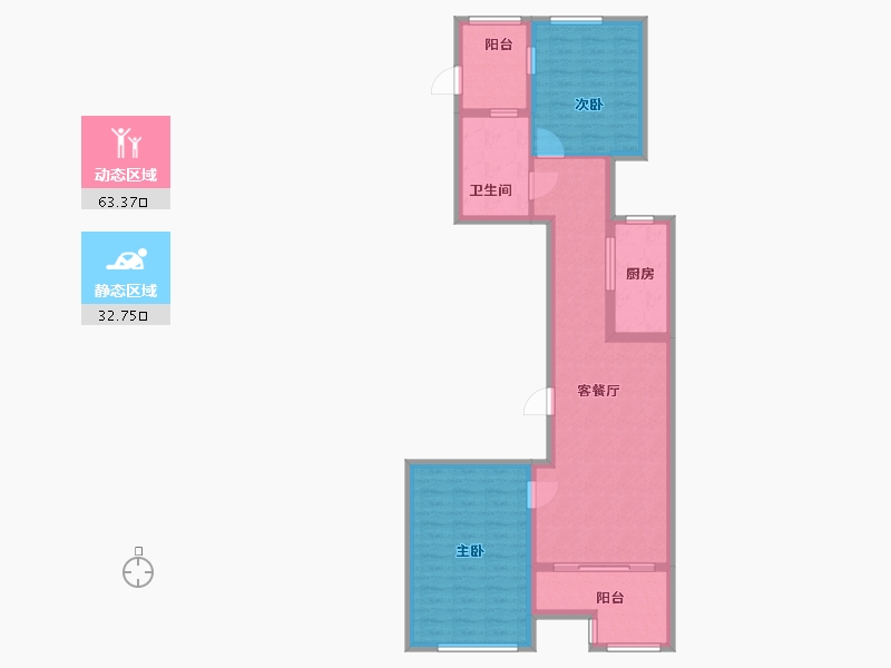 河南省-郑州市-金沙湖高尔夫观邸-86.00-户型库-动静分区