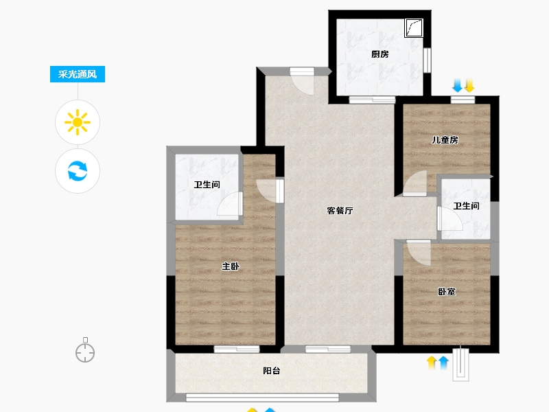 山西省-太原市-禧悦城-78.00-户型库-采光通风