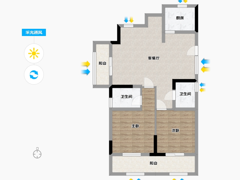 浙江省-湖州市-岁金时代书香苑-90.00-户型库-采光通风