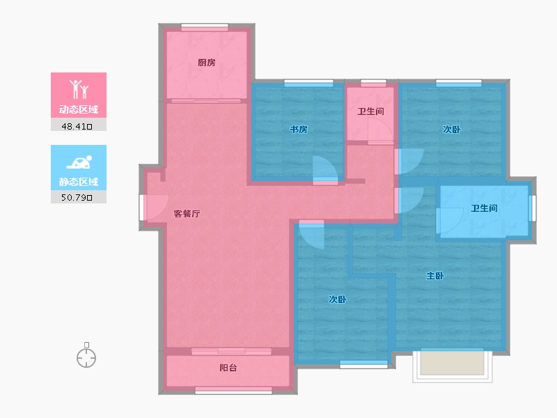 天津-天津市-爱情缤纷里-98.00-户型库-动静分区