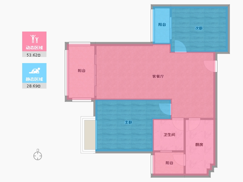 四川省-成都市-招商雍华府-75.00-户型库-动静分区