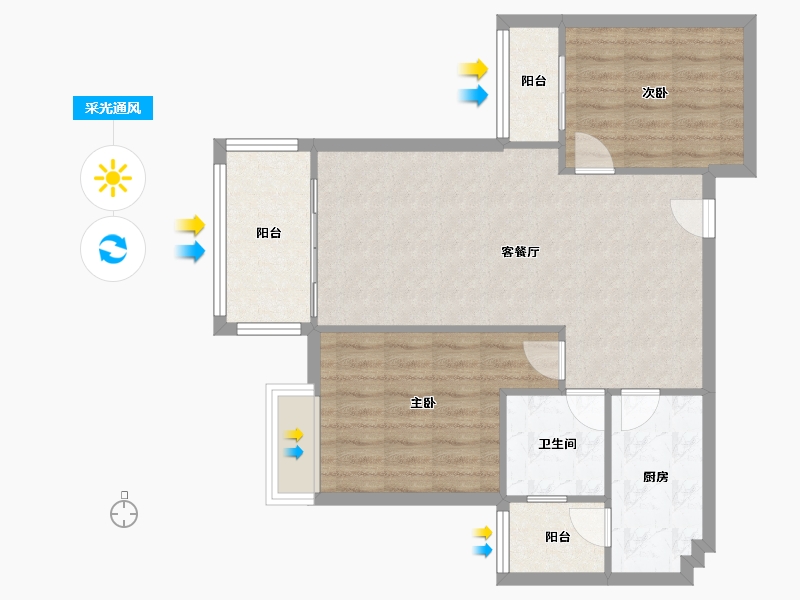 四川省-成都市-招商雍华府-75.00-户型库-采光通风