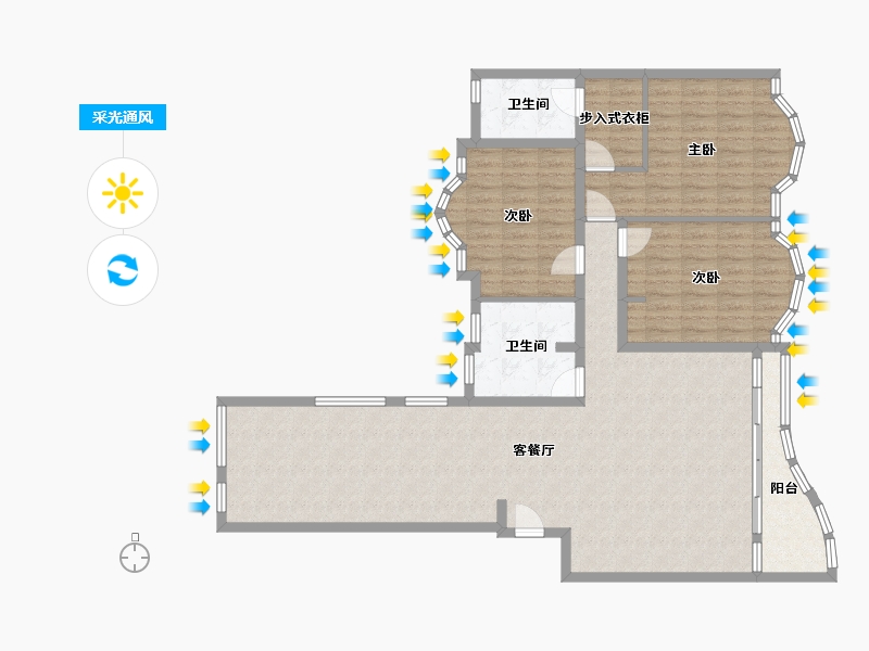 山东省-青岛市-银都花园-120.00-户型库-采光通风