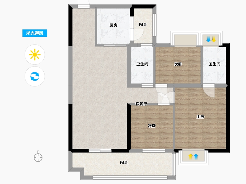 湖南省-益阳市-沅江碧桂园-112.00-户型库-采光通风