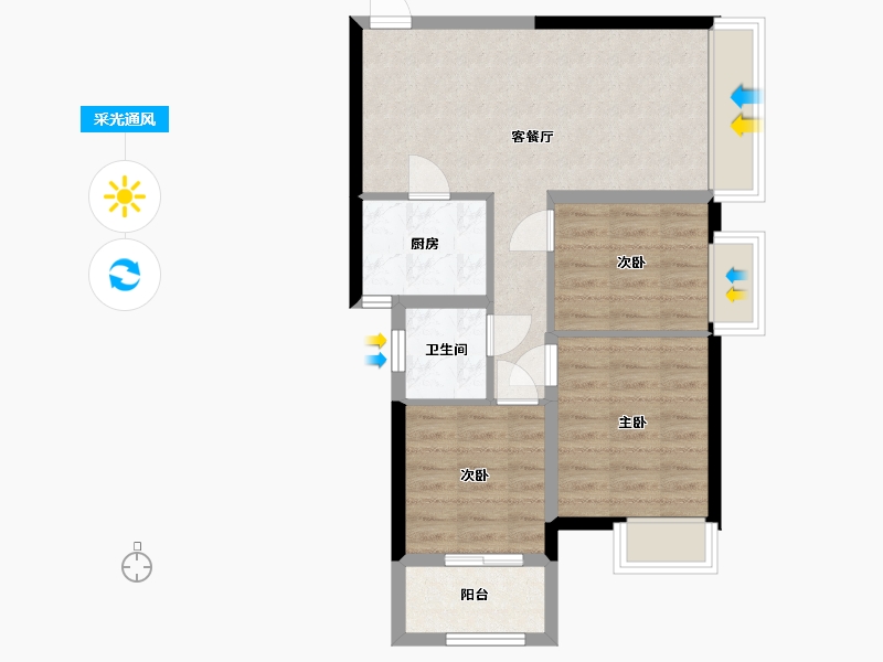 河南省-郑州市-汇泉景悦城-67.00-户型库-采光通风