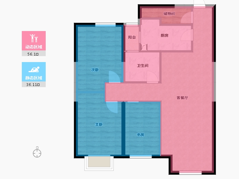 天津-天津市-富力又一城合居园-91.83-户型库-动静分区