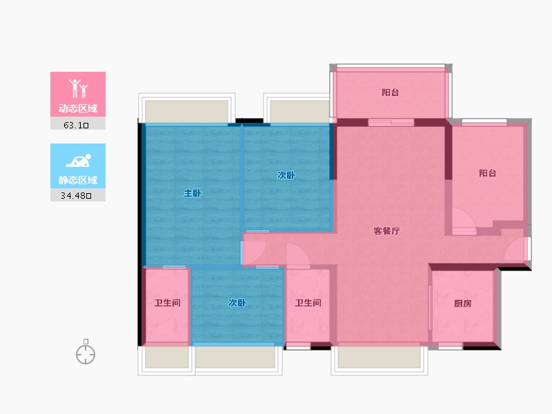 广东省-珠海市-天誉滨海湾花园-89.00-户型库-动静分区