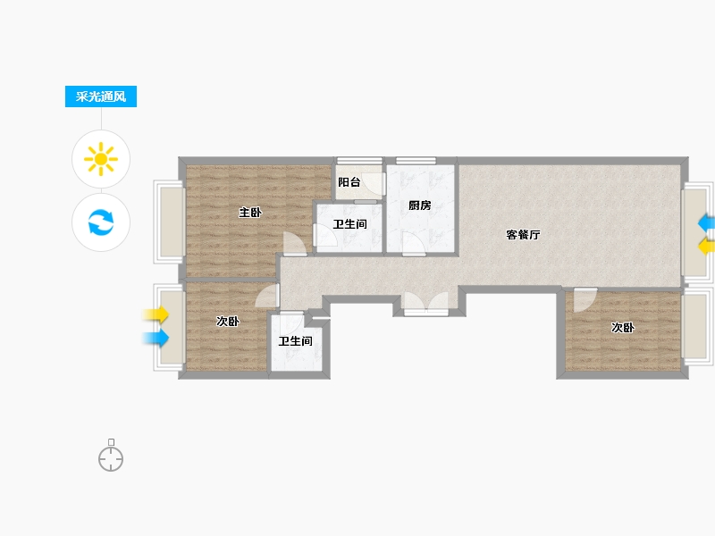 重庆-重庆市-和记黄埔玥湖园-90.00-户型库-采光通风