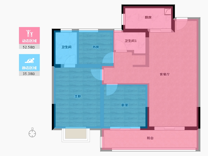 浙江省-温州市-金科-83.96-户型库-动静分区