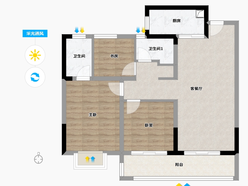 浙江省-温州市-金科-83.96-户型库-采光通风