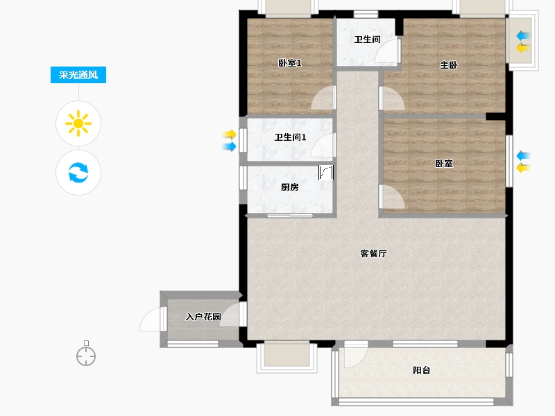 海南省-海口市-福嘉花园-101.00-户型库-采光通风