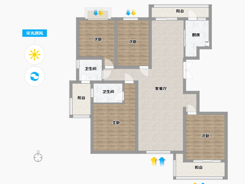 江苏省-淮安市-东城江南-132.00-户型库-采光通风