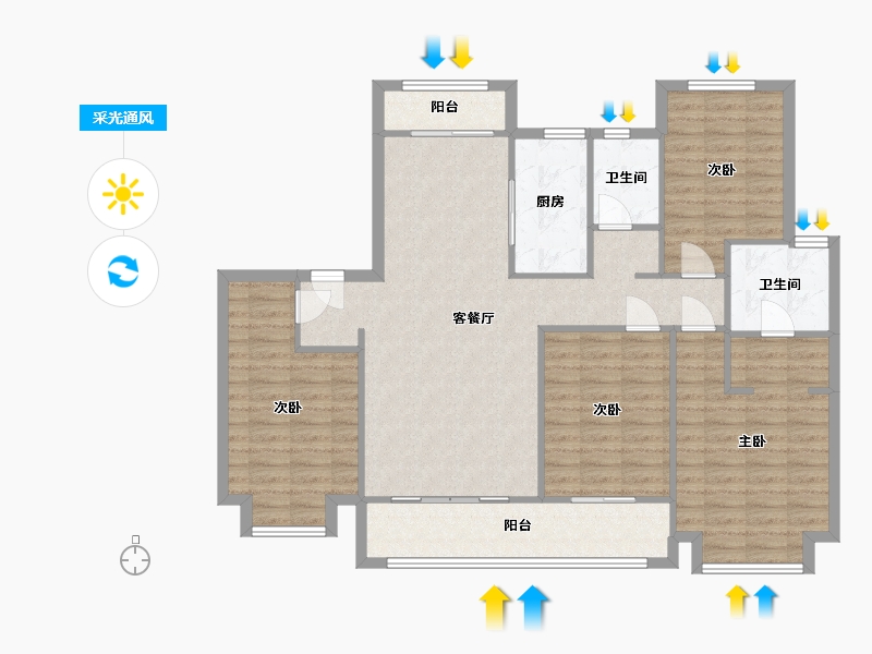 江苏省-南通市-中央公馆-145.00-户型库-采光通风