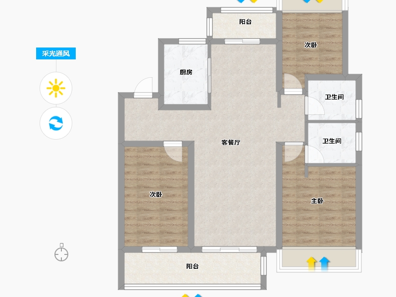 安徽省-阜阳市-一品公馆-89.00-户型库-采光通风