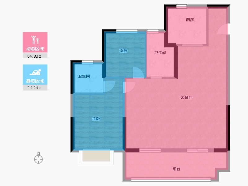 安徽省-淮南市-春风南岸-84.00-户型库-动静分区