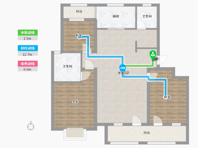 甘肃省-武威市-青岛花园-105.00-户型库-动静线