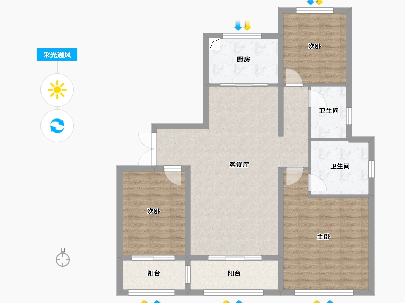 山东省-枣庄市-奥体华府-100.00-户型库-采光通风