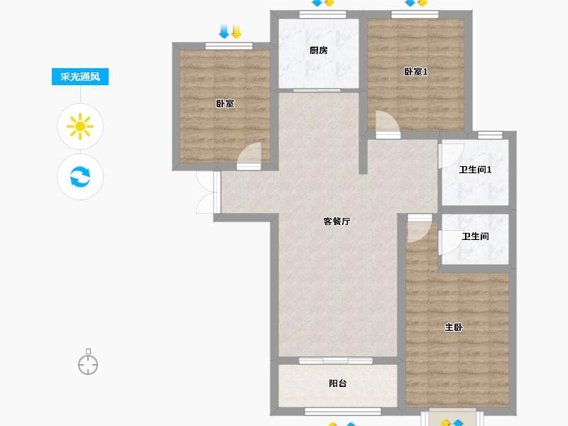 河北省-石家庄市-天洲视界城-102.66-户型库-采光通风