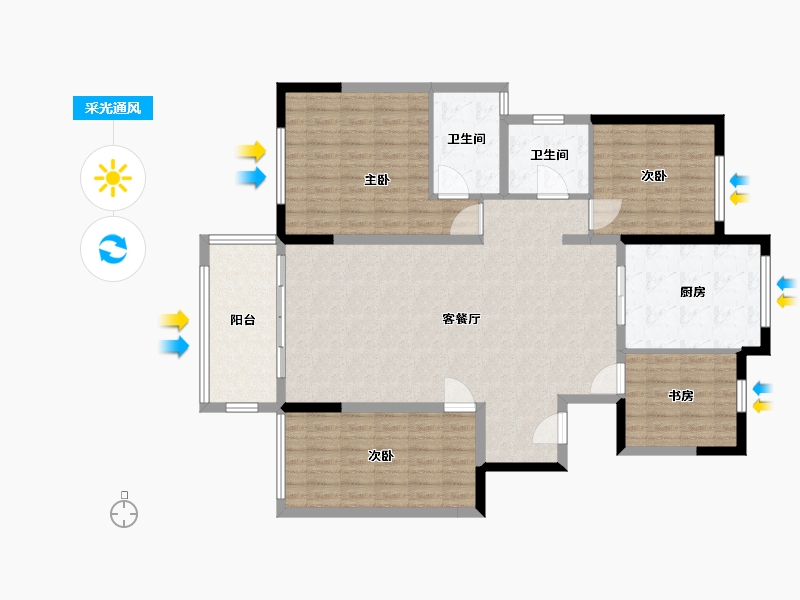 辽宁省-盘锦市-泰郡四期-130.00-户型库-采光通风