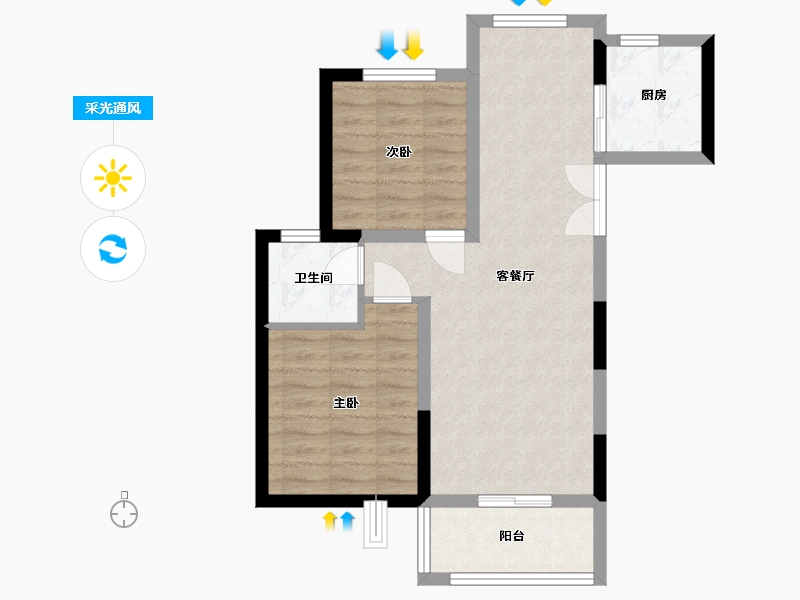 陕西省-榆林市-盛景蘭亭-71.00-户型库-采光通风