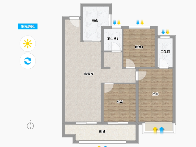 河南省-郑州市-万科民安江山府-90.00-户型库-采光通风