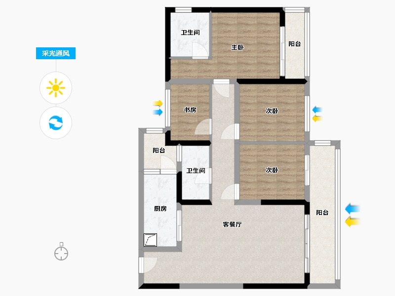 云南省-昆明市-俊发城-130.00-户型库-采光通风