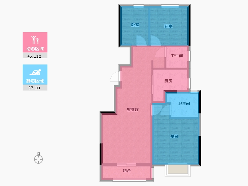 天津-天津市-中海南开郡-73.00-户型库-动静分区