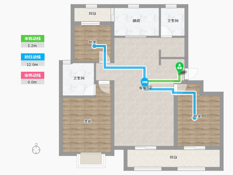 甘肃省-武威市-青岛花园-105.00-户型库-动静线