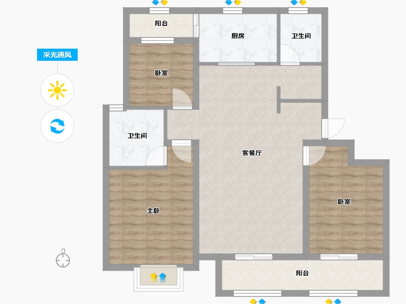 甘肃省-武威市-青岛花园-105.00-户型库-采光通风