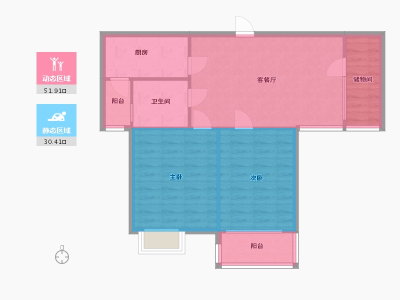 江苏省-苏州市-水秀坊-76.00-户型库-动静分区