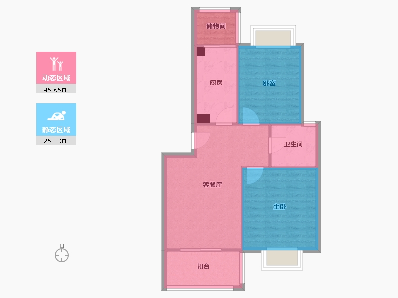 四川省-成都市-荆竹小区-74.00-户型库-动静分区