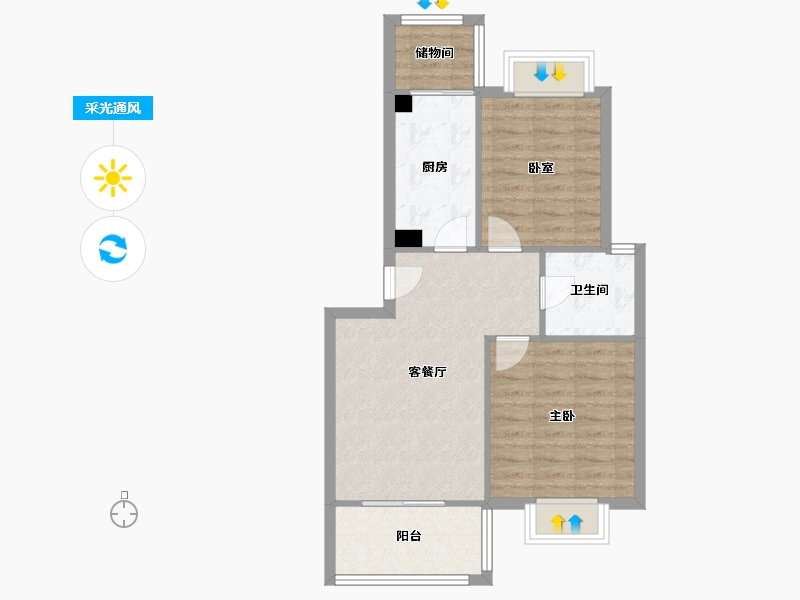 四川省-成都市-荆竹小区-74.00-户型库-采光通风