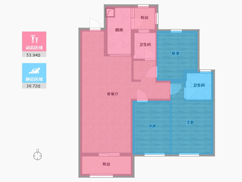 黑龙江省-哈尔滨市-招商贝肯山6期-92.00-户型库-动静分区