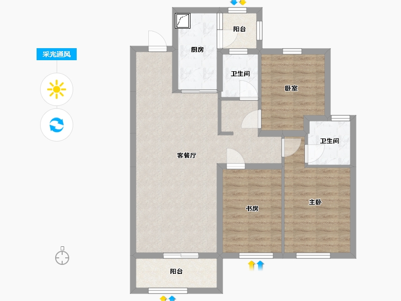 黑龙江省-哈尔滨市-招商贝肯山6期-92.00-户型库-采光通风