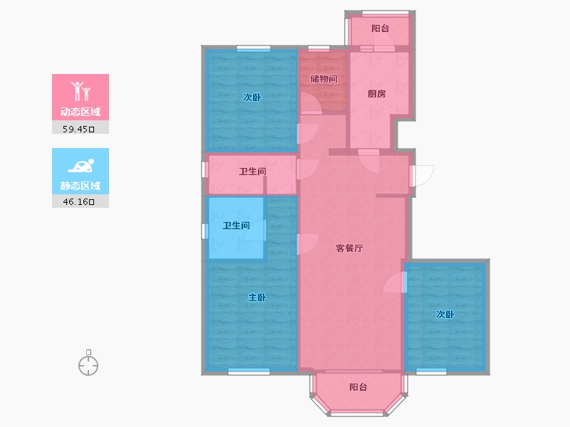 北京-北京市-翠城馨园C区-100.00-户型库-动静分区