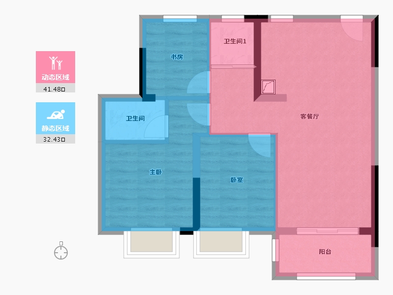 浙江省-嘉兴市-翠园-72.00-户型库-动静分区