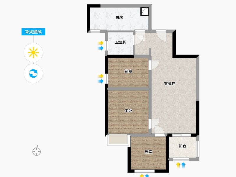 河南省-郑州市-美景麟起城-72.00-户型库-采光通风