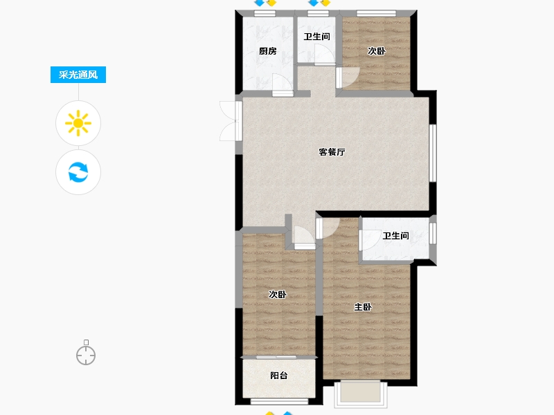 山东省-烟台市-庄园华府-97.00-户型库-采光通风