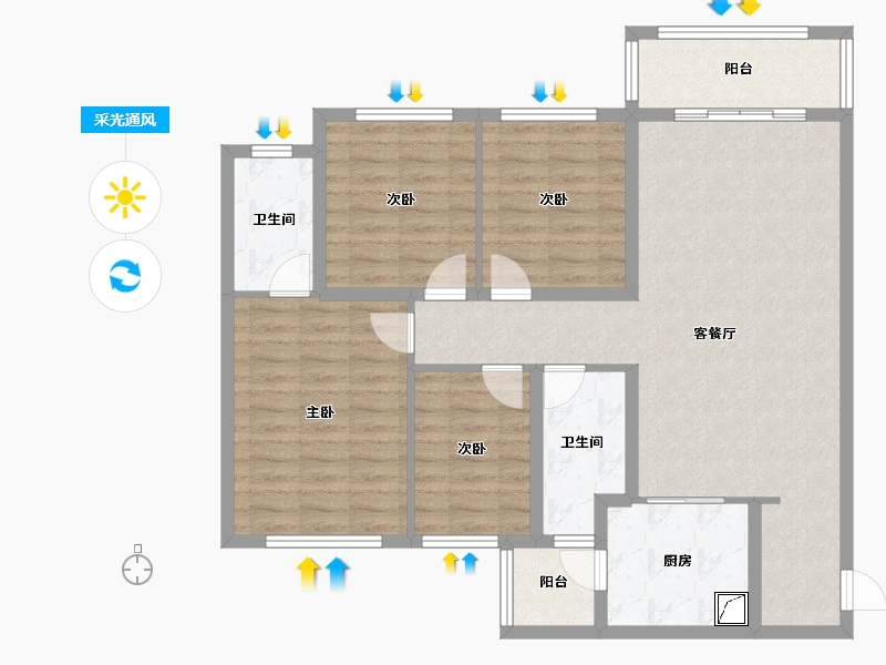 四川省-成都市-保利时代-104.42-户型库-采光通风