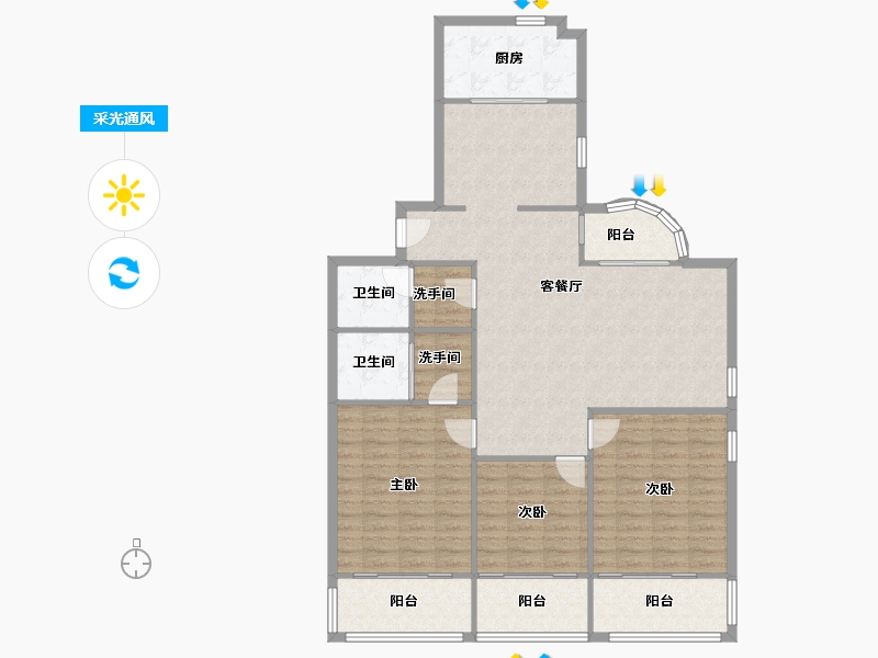 上海-上海市-锦南花苑-140.00-户型库-采光通风