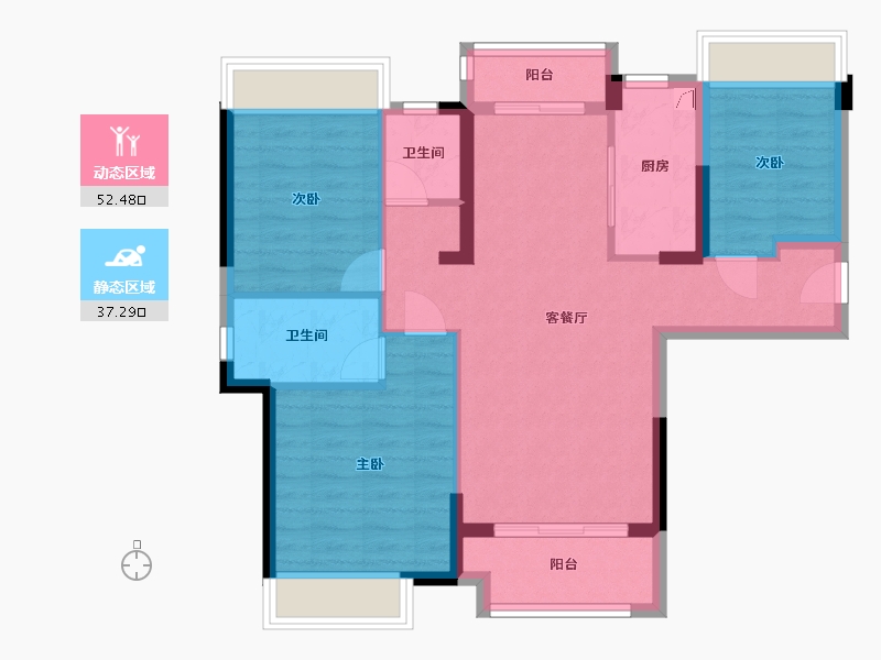 广东省-惠州市-海伦堡西子湾-85.00-户型库-动静分区