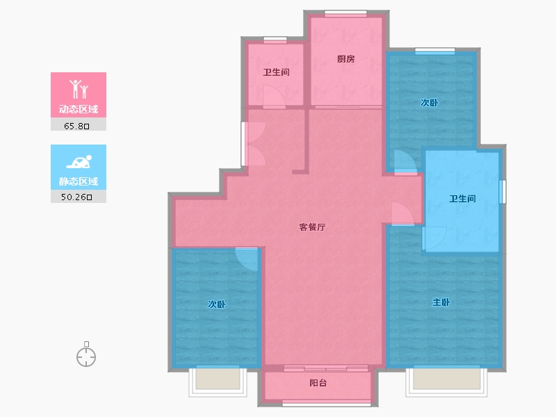 河北省-沧州市-任丘市华北油田创业家园-114.55-户型库-动静分区