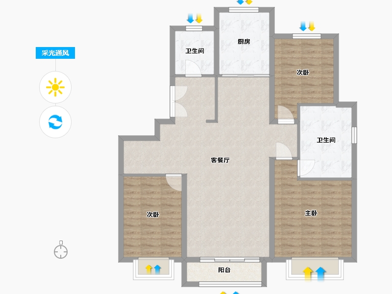 河北省-沧州市-任丘市华北油田创业家园-114.55-户型库-采光通风