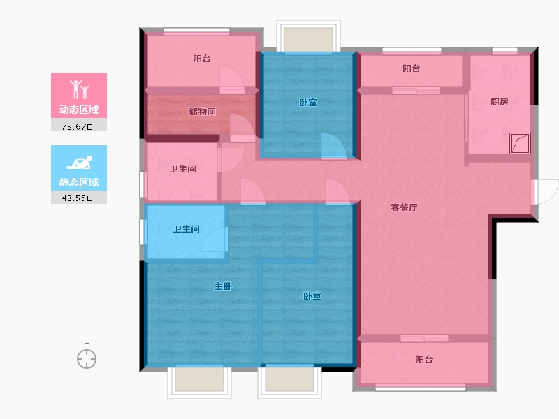 广东省-江门市-中梁旭辉壹号院-108.00-户型库-动静分区