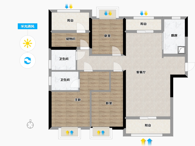 广东省-江门市-中梁旭辉壹号院-108.00-户型库-采光通风